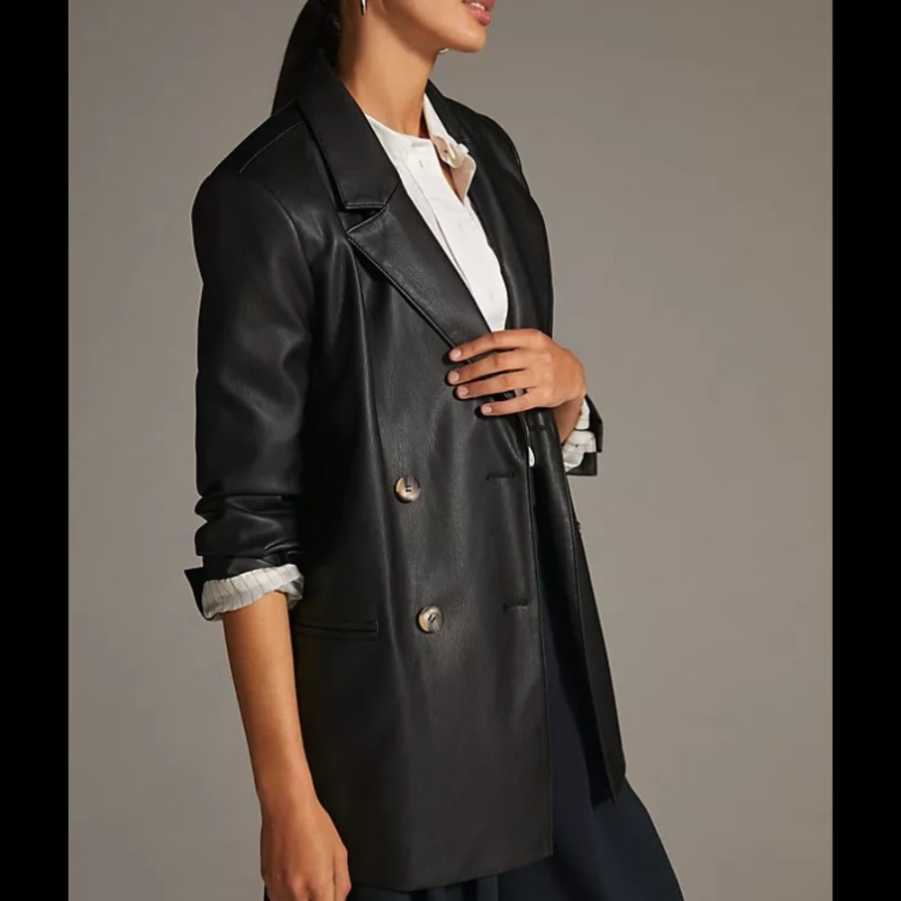 Anthropologie faux leather blazer 10 NWT